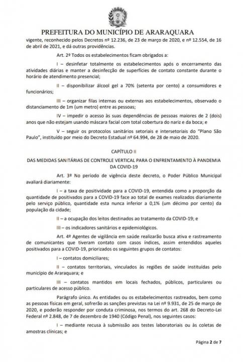 Foto 2 de 7 — Prefeitura divulga novo decreto e acaba com restrições no comércio e serviços em Araraquara